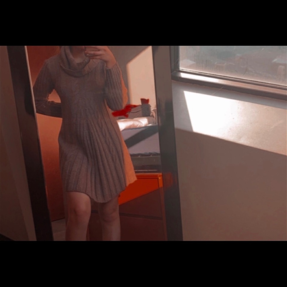 Brown sweater dress